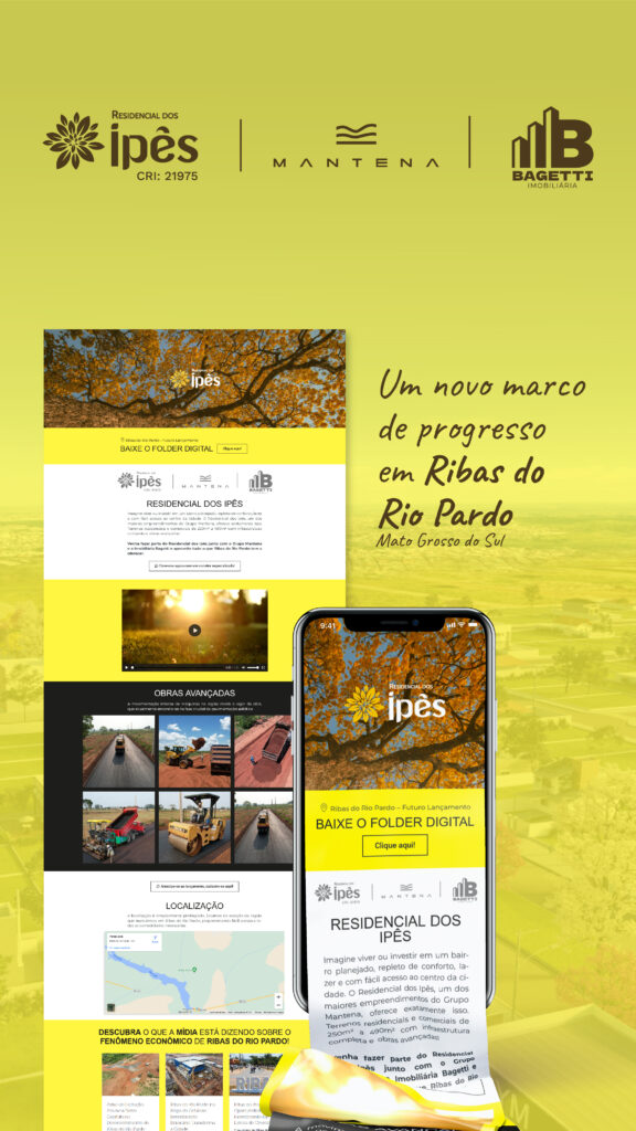 Imagem do cartão portfólio do projeto de site landing page do empreendimento Residencial dos Ipês do Grupo Mantenas em Ribas do Rio Pardo.